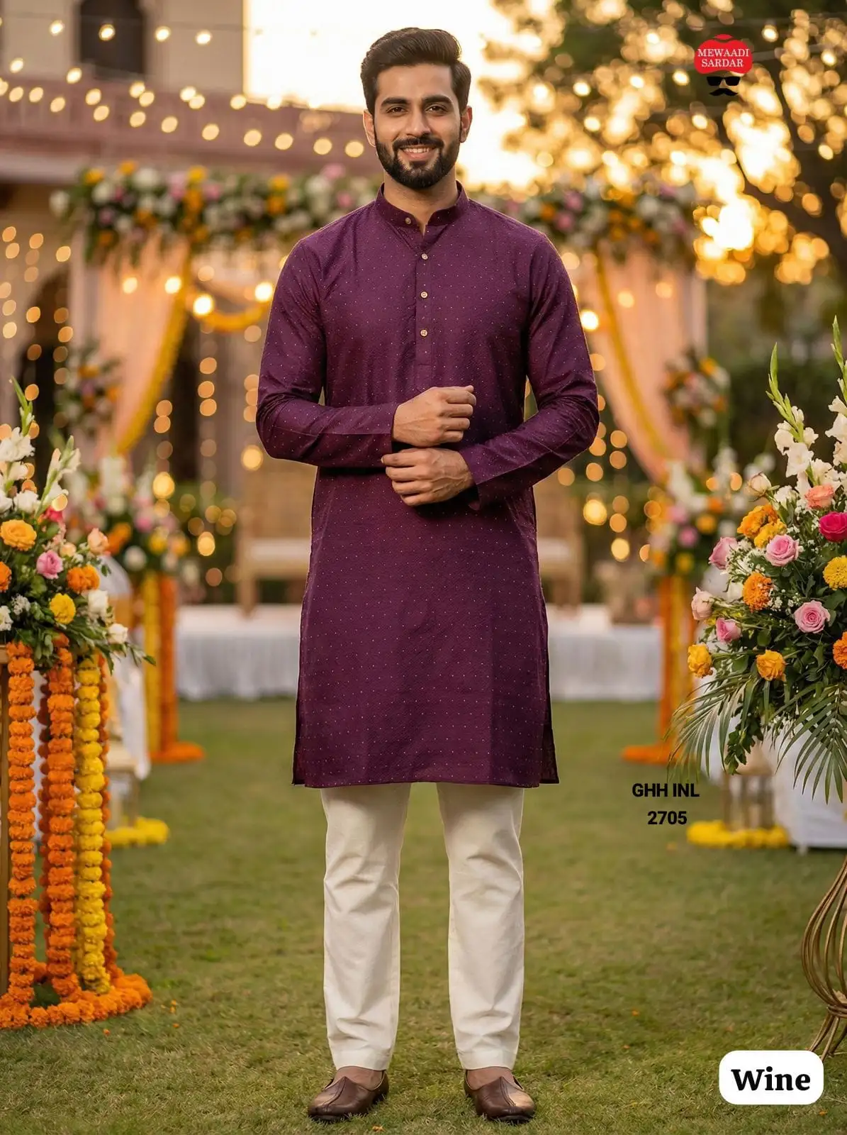 Silk Jacquard Men's Festive Kurta Pajama Set
